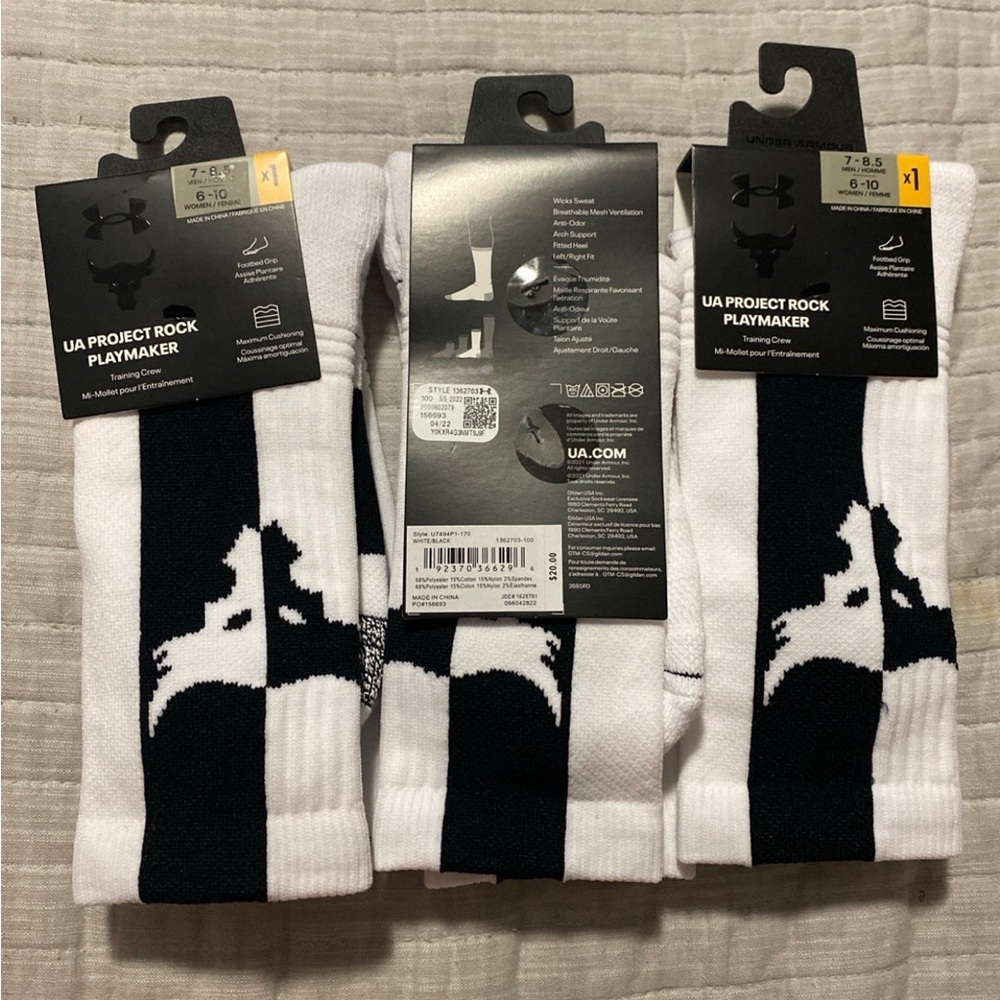 UA Project Rock Socks bundle 4 Packs